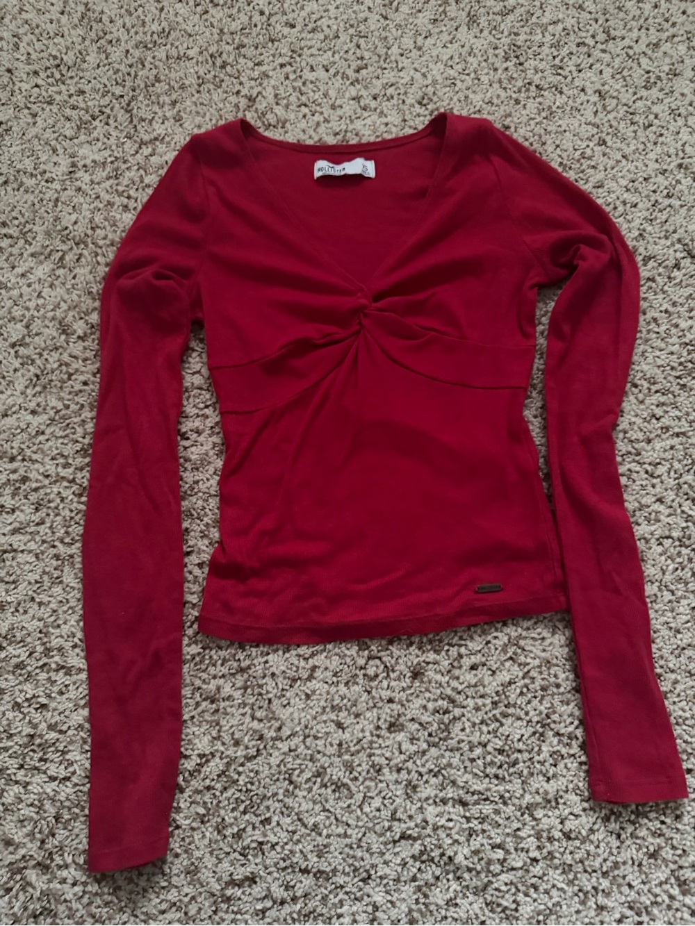 Hollister Red Twist-Front Long Sleeve Tee